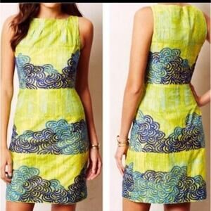 Anthropologie Tabitha Sleeveless Embroidered A Line  Cotton  Dress Sz 2